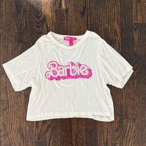 Barbie x Aqua White and Pink Embellished Kids Tee